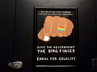 Marriage equality sign in Newtown toilet