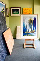 A Euan Macleod painting in the workshop