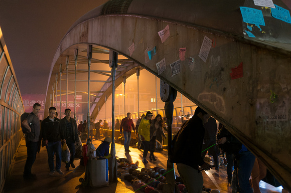 Night market on a walk bridge