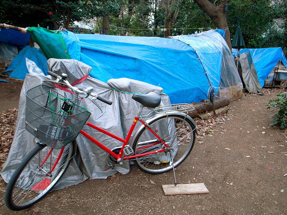 Homeless shelters in Shinjuku Park