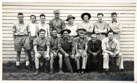 Dad 3rd from right after returning from Islands, 3rd Division being disbanded, Cheviot, NZ
